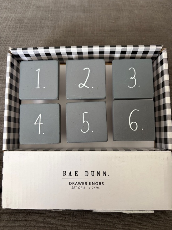 Rae Dunn Other - Rae Dunn Gray Numbered Square Drawer Knobs Set